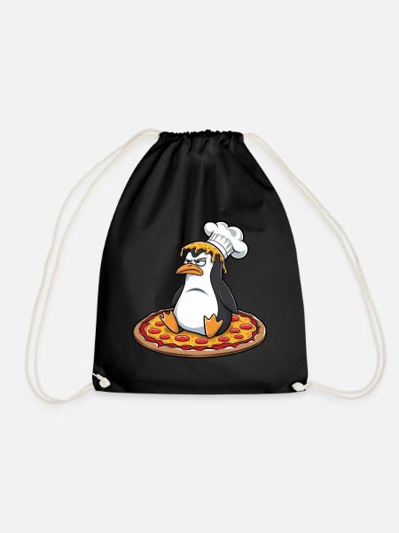 Süßer Pinguin Koch Pizza Cartoon Tollpatsch - Turnbeutel - Schwarz