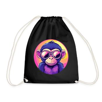 Neon Affe mit Sonnenbrille - Turnbeutel - Schwarz - Vorne