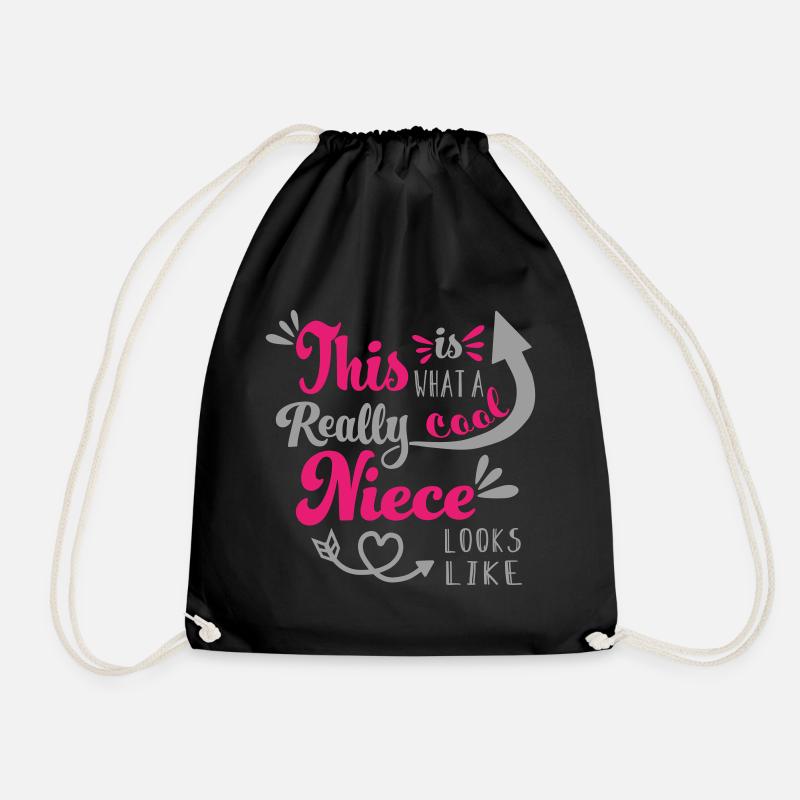 Coole Nichte - cool niece Nichten Herz Pfeil Boho - Turnbeutel - Schwarz