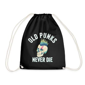 Old Punks Never Die - Vintage Punk - Drawstring Bag - black - Front