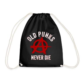 Old Punks Never Die - Vintage Punk - Drawstring Bag - black - Front