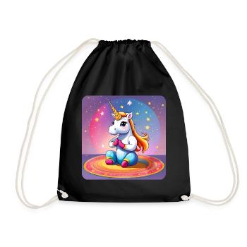 Niedliches Einhorn macht Joga - Turnbeutel - Schwarz - Vorne