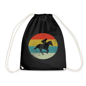 Pferd Geschenk Reiter Retro - Turnbeutel - Schwarz - Vorne