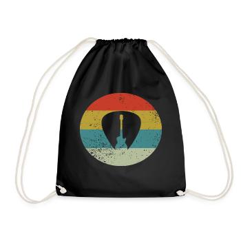 Guitar Musician Guitarist Retro - Drawstring Bag - black - Front