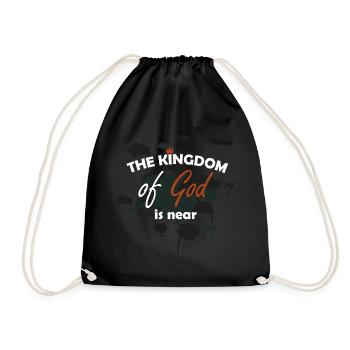 THE KINKDOM OF GOD IS NEAR Bible Verse Jesus - Drawstring Bag - black - Front