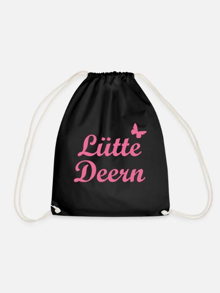 Lütte Deern | Kleines Mädchen Plattdeutsch Norden - Turnbeutel - Schwarz