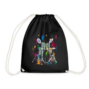 Drums Drum Set Drummer Drums Graphic Design - Drawstring Bag - black - Front
