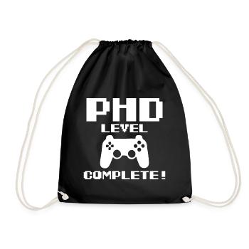 Phd Level Completet Gamer Graduation Gift - Drawstring Bag - black - Front