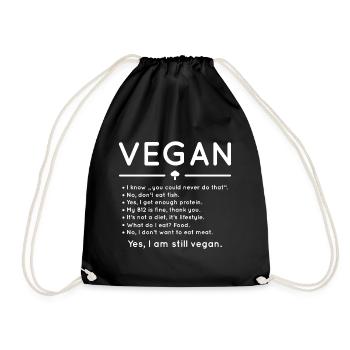 Vegan Yes i'm still vegan gift - Drawstring Bag - black - Front