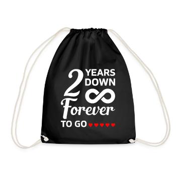 2 Years Down forever to Go Hochzeitstag Geschenk - Turnbeutel - Schwarz - Vorne