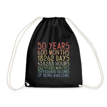 50 Years of being Awesome Geburtstag Geschenk - Turnbeutel - Schwarz - Vorne