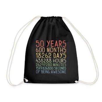 50 Years of being Awesome Geburtstag Geschenk - Turnbeutel - Schwarz - Vorne