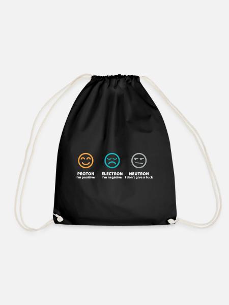 Proton Electron Neutron Science Gift - Drawstring Bag - black
