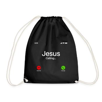 Jesus is calling gift - Drawstring Bag - black - Front