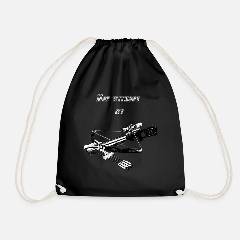Not without my crossbow - Drawstring Bag - black