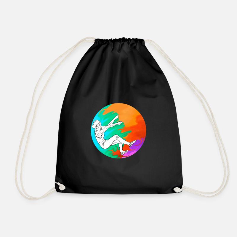 rock climber climbing boulders - Drawstring Bag - black