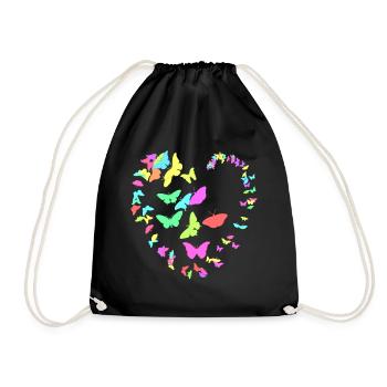 Heart made of butterflies - uni - Drawstring Bag - black - Front