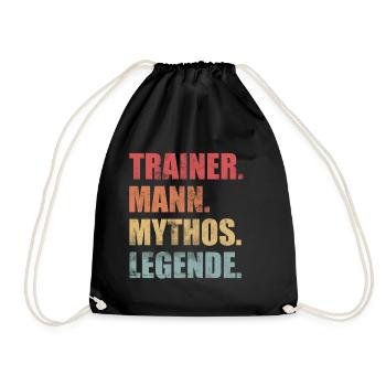 Trainer Mann Mythos Legende Vintage - Turnbeutel - Schwarz - Vorne