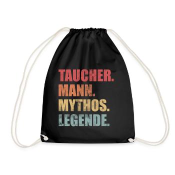 Taucher Mann Mythos Legende Tauchen Vintage - Turnbeutel - Schwarz - Vorne