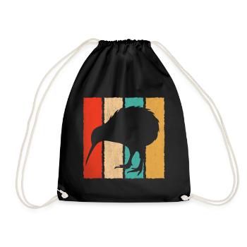 Vintage Kiwi Bird Lover Retro Style Kiwi Bird - Drawstring Bag - black - Front
