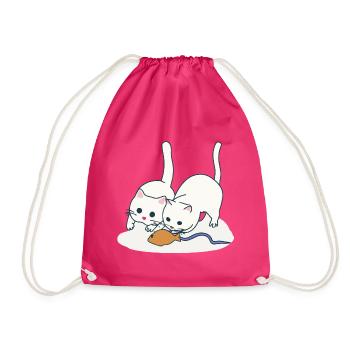 Zwei spielende Katzen - Turnbeutel - Fuchsia - Vorne