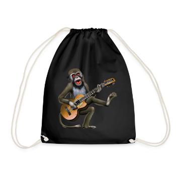 Guitar Monkey - Drawstring Bag - black - Front