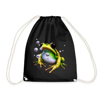 Frosch Wassertropfen - Turnbeutel - Schwarz - Vorne