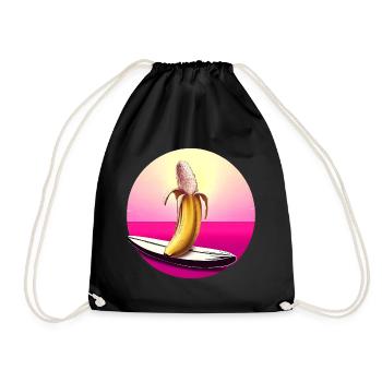 Surfing Banana Sunset - Drawstring Bag - black - Front