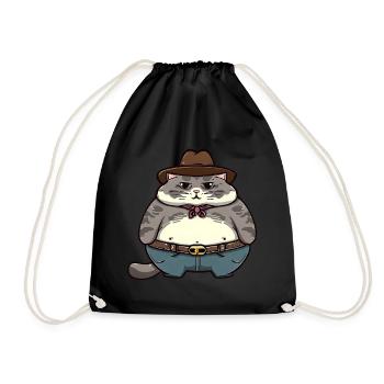 Gros chat cowboy - Sac de sport léger - noir - Devant