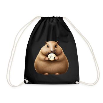 Groundhog with Cracker - Drawstring Bag - black - Front
