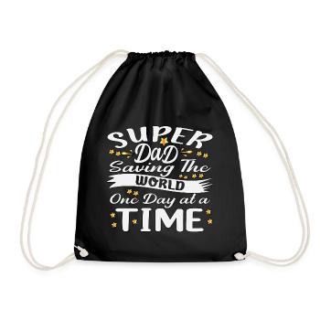 Einmal am Tag rettet Superpapa die Welt - Turnbeutel - Schwarz - Vorne