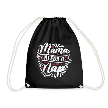 Mama needs a nap gold red heart motifs - Drawstring Bag - black - Front