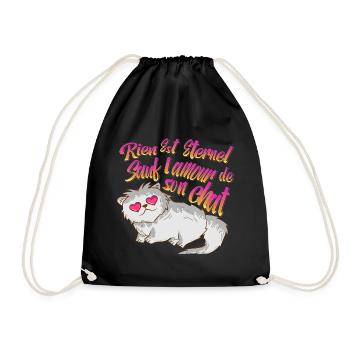 Rien est éternel sauf l'amour de son chat miaou - Sac de sport léger - noir - Devant