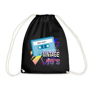 90s vintage style: Hiphop cassette trend - Drawstring Bag - black - Front