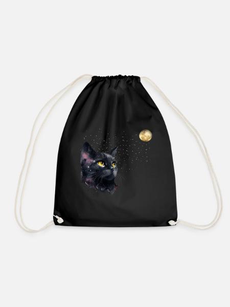 KATZE UND DER MOND - Turnbeutel - Schwarz