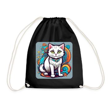 Chat blanc du Cheshire - Sac de sport léger - noir - Devant