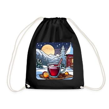 Heißer Glühwein im Winter - Turnbeutel - Schwarz - Vorne