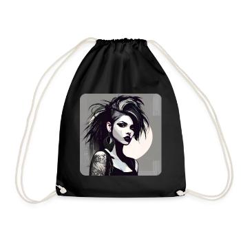 Fille gothique cool avec des tatouages - Sac de sport léger - noir - Devant