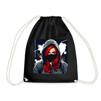 Cooles Rudegirl - Turnbeutel - Schwarz - Vorne