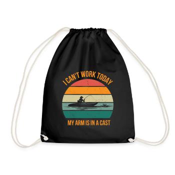 I Can't Work Today My Arm Is In A Cast Fisherman - Drawstring Bag - black - Front