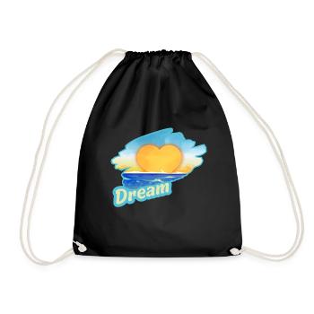 Coucher de soleil au bord de la mer en forme de cœur - Sac de sport léger - noir - Devant