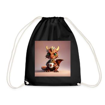 Baby Coffee Dragon - Drawstring Bag - black - Front