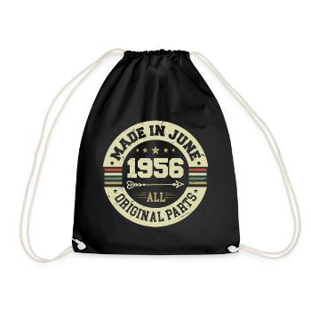 June 1956 Birthday Present June 1956 June 1956 - Drawstring Bag - black - Front