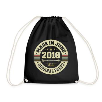 June 2018 Birthday Gift June 2018 June 2018 - Drawstring Bag - black - Front