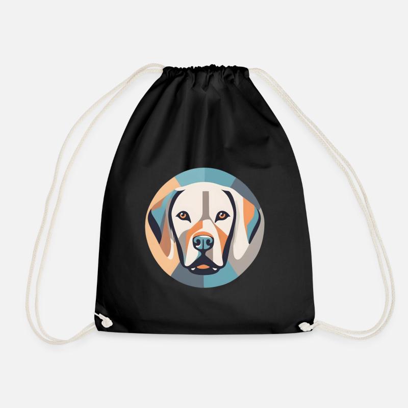 Geometrischer Labrador - Turnbeutel - Schwarz