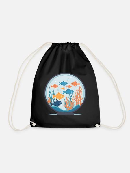 Aqua Harmony - Drawstring Bag - black