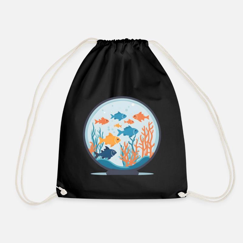 Aqua Harmony - Drawstring Bag - black