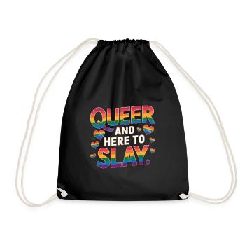Queer And Here To Slay LGBTQ Gay Pride Month LGBT - Drawstring Bag - black - Front