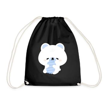 Sleepy Polar Bear - Drawstring Bag - black - Front
