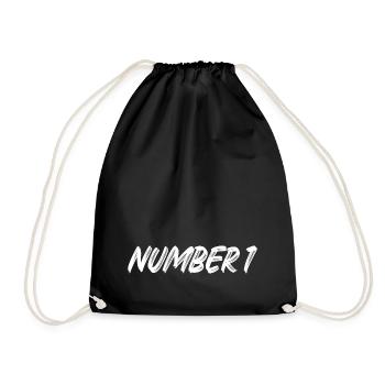 Number 1 - eins - erster - erste - 1 - Nummer 1 - Turnbeutel - Schwarz - Vorne